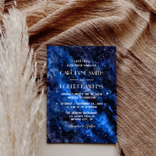 Sterrennacht marineblauw Waterverf bruiloft invita Kaart
