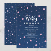 Sterrennacht Meisjes Baby shower Uitnodiging (Voorkant / Achterkant)