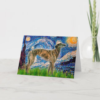Sterrennacht met een Brindle Greyhound Kaart