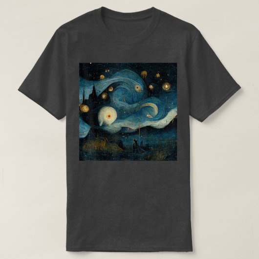 Sterrennacht met Hieronymus Bosch T-shirt (Design voorkant)