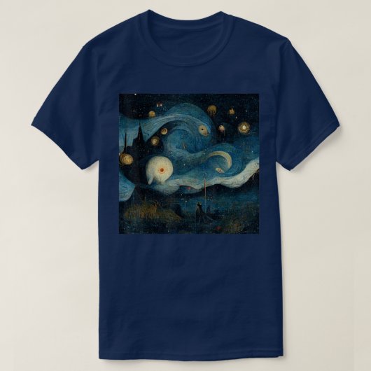 Sterrennacht met Hieronymus Bosch T-shirt (Design voorkant)