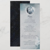 Sterrennacht met maanlicht Monogram Trouwmenu Menu (Voorkant / Achterkant)