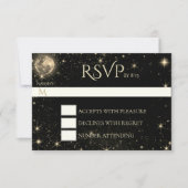 Sterrennacht met Moon Gold RSVP-kaart RSVP Kaartje (Voorkant)