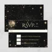 Sterrennacht met Moon Gold RSVP-kaart RSVP Kaartje (Voorkant / Achterkant)