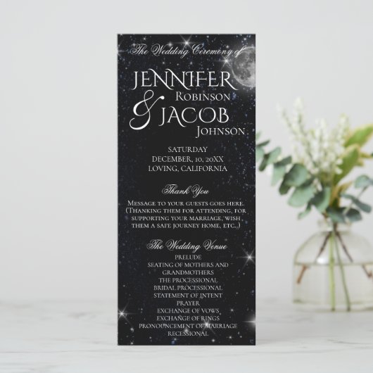 Sterrennacht met Moon Programma Programmakaart (Staand voorkant)