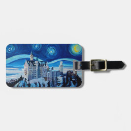 Sterrennacht met Romantic Castle Van Gogh inspire Bagagelabel