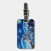 Sterrennacht met Romantic Castle Van Gogh inspire Bagagelabel (Voorkant verticaal)