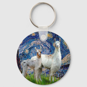 Sterrennacht met twee lamas sleutelhanger