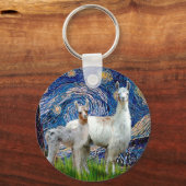 Sterrennacht met twee lamas sleutelhanger (Voorkant)
