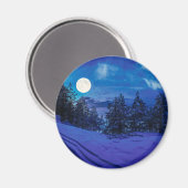 Sterrennacht met volle maan in het bos magneet (Voorkant / Achterkant)