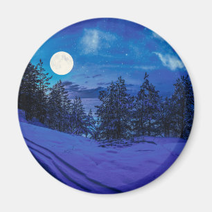 Sterrennacht met volle maan in het bos magneet
