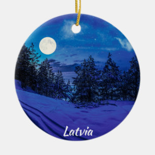 Sterrennacht met volle maan keramische decoratie