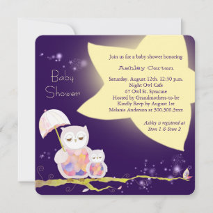 Sterrennacht Moeder & Baby Uilen Baby shower Kaart