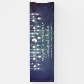 Sterrennacht Moon en Star Blue Wedding Spandoek (Verticaal)