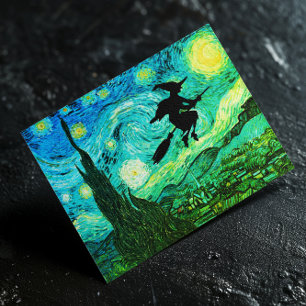 Sterrennacht Moon Flying Witch Silhouette Briefkaart