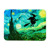 Sterrennacht Moon Flying Witch Silhouette Magneet (Horizontaal)