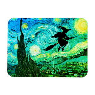 Sterrennacht Moon Flying Witch Silhouette Magneet