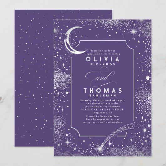 Sterrennacht Moon Mystiek Verlovingsfeest Kaart (Voorkant / Achterkant)