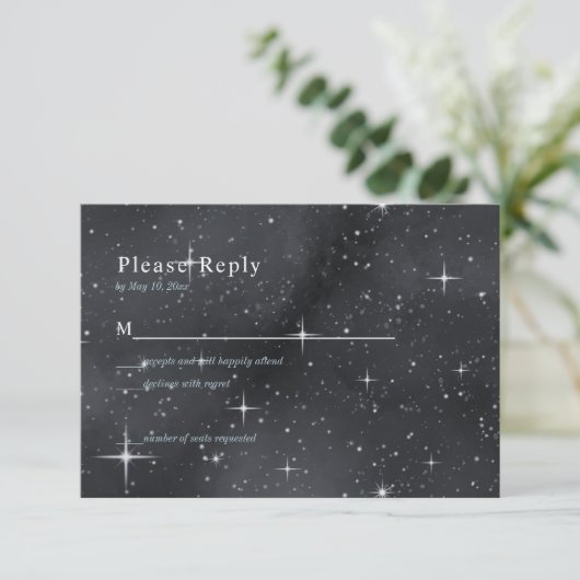 Sterrennacht Moon Phases Celestial RSVP-kaart RSVP Kaartje (Staand voorkant)