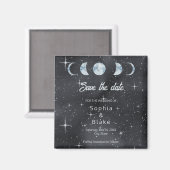 Sterrennacht Moon Phases Celestial Save the Date Magneet (Voorkant / Achterkant)