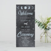 Sterrennacht Moon Phases Celestial Wedding Program (Staand voorkant)