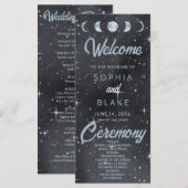 Sterrennacht Moon Phases Celestial Wedding Program (Voorkant / Achterkant)