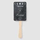 Sterrennacht Moon Phases Celestial Wedding Program Handwaaier (Voorkant)