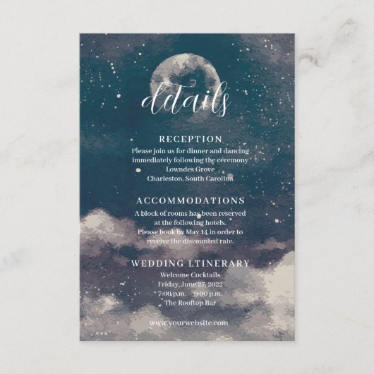 Sterrennacht Moonlight Wedding Enclosure Kaarten (Voorkant)