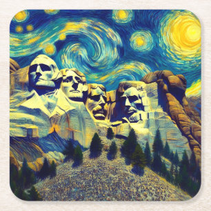 Sterrennacht Mt. Rushmore South Dakota Kartonnen Onderzetters