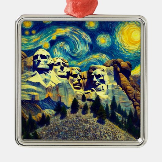 Sterrennacht Mt. Rushmore South Dakota Metalen Ornament (Voorkant)