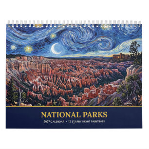 Sterrennacht Nationale Parken 2027 Van Gogh Stijl Kalender