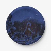 Sterrennacht Nativiteit Papieren Bordje (Voorkant)