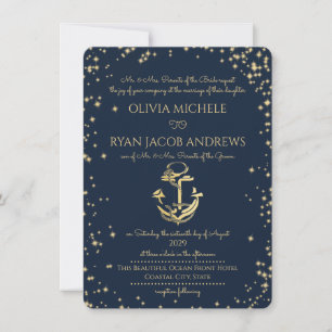 Sterrennacht Nautical Anchor Beach Wedding Kaart