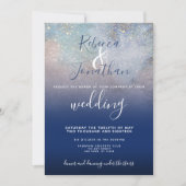 Sterrennacht Navy and Gold Wedding Invitation Kaart (Voorkant)