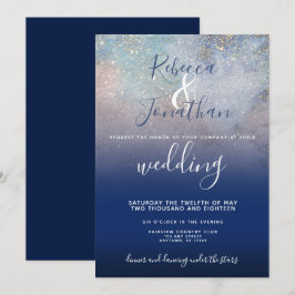 Sterrennacht Navy and Gold Wedding Invitation Kaart