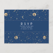Sterrennacht Navy Blauw en Goud Bruiloft RSVP Briefkaart (Voorkant)