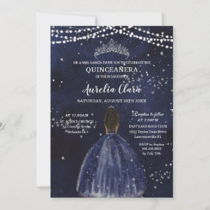 Sterrennacht Navy Blauwe Quinceañera Bruine Prinse Kaart