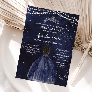 Sterrennacht Navy Blauwe Quinceañera Bruine Prinse Kaart