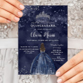 Sterrennacht Navy Blue Dress Silver Quinceañera Kaart
