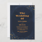 Sterrennacht Navy Blue Silver Glitter Wedding Kaart (Voorkant)