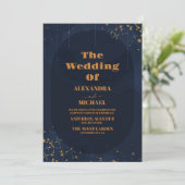 Sterrennacht Navy Blue Silver Glitter Wedding Kaart (Staand voorkant)