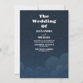 Sterrennacht Navy Blue Silver Glitter Wedding Kaart (Voorkant)