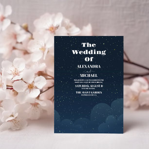 Sterrennacht Navy Blue Silver Glitter Wedding Kaart