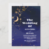 Sterrennacht Navy Blue Silver Glitter Wedding Kaart (Voorkant)