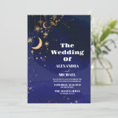 Sterrennacht Navy Blue Silver Glitter Wedding Kaart (Staand voorkant)