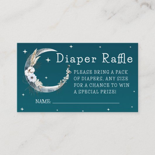 Sterrennacht Navy Boho Pampas Grass Diaper Raffle Informatiekaartje (Voorkant)