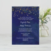 Sterrennacht Navy en Faux Gold Glitter Kaart (Staand voorkant)
