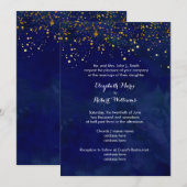 Sterrennacht Navy en Faux Gold Glitter Kaart (Voorkant / Achterkant)