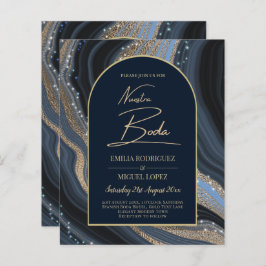 Sterrennacht Navy Gold Agate NUESTRA BODA Invite