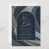 Sterrennacht Navy Gold Agate NUESTRA BODA Invite Kaart (Voorkant)